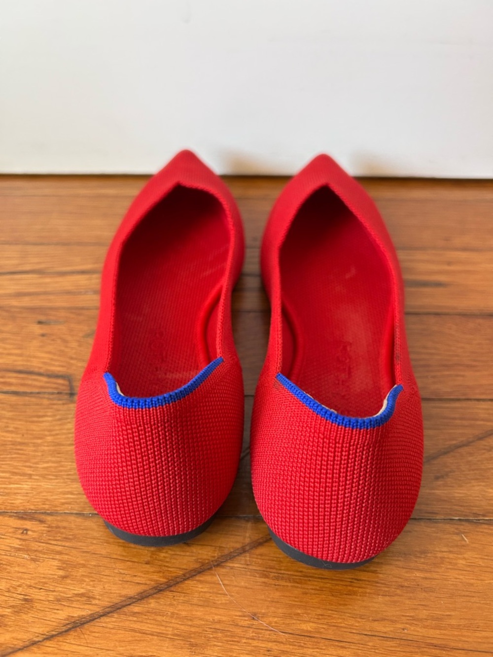 Pointed Toe Red Knit Flats- Rothy's - Picture 3 of 4